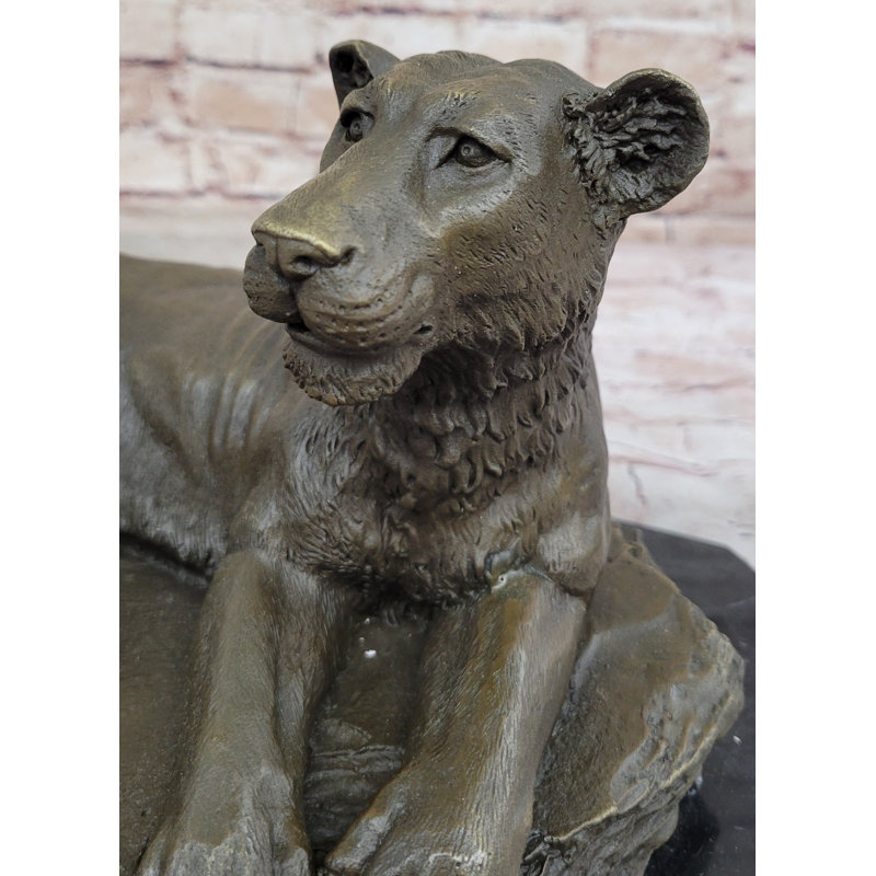 Art déco grande sculpture de lion de faune d'Afrique