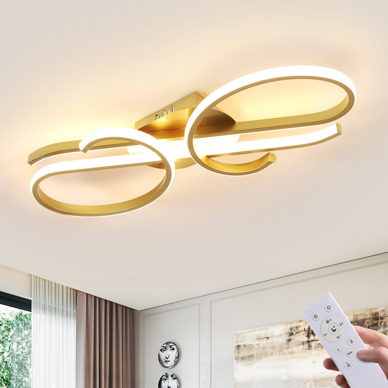 Gold 42cm LED Semi Flush Mount, 7cm H x 55cm W x 20cm D