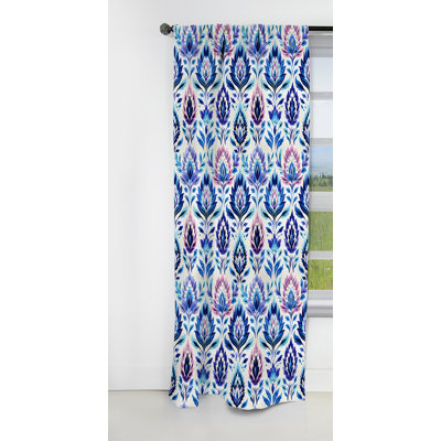 Blue Tribal Ikat Harmony Embrace - Ikat Curtain - Velvet Blackout Ikat Curtain - 1 Panels