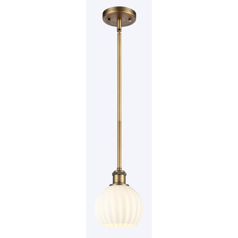 Luminaire suspendu 1 lumière Sabanc, Laiton brossé, H 8 po x l 6 po x P 6 po