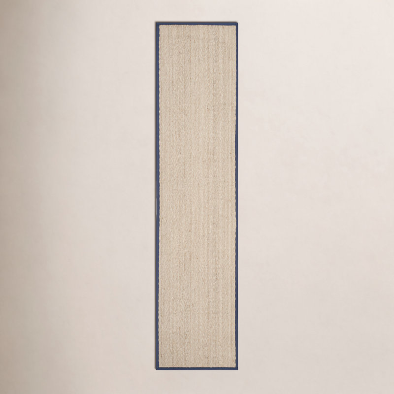 Tapis naturel / bleu Chester, Tapis de couloir beige