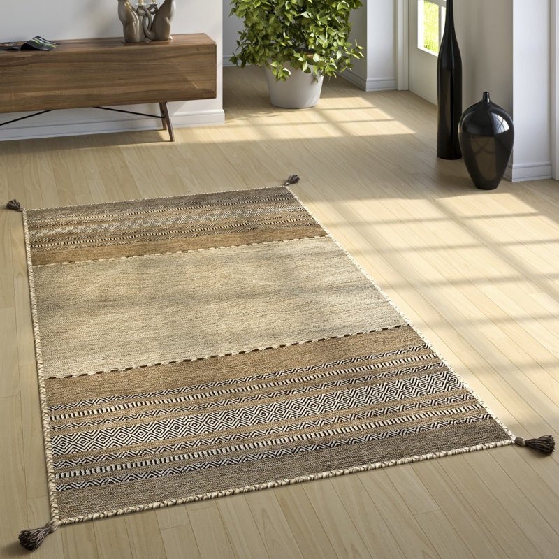 Carnac Geometric Cotton Hand Woven Area Rug, Rectangle 120 x 170cm