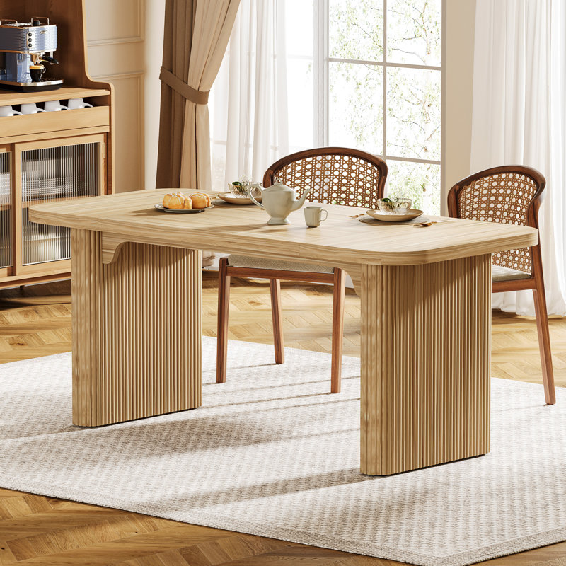 63-Inch Wood Modern Dining Table, Natural