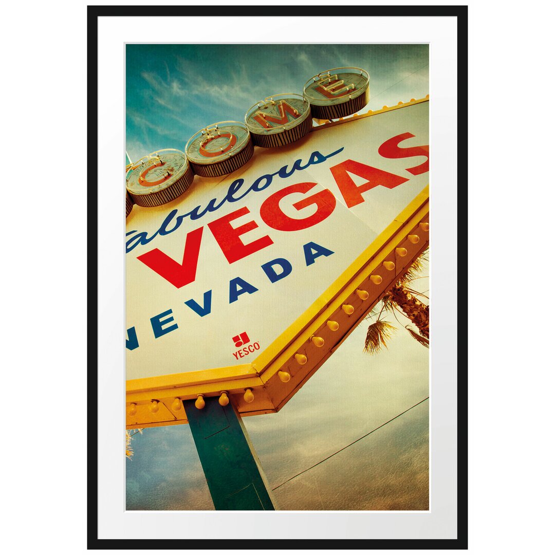 Gerahmtes Poster Las Vegas Retro Look