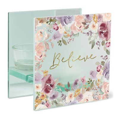 Photophore en verre Kianna de 4 po de haut avec bougie inclus