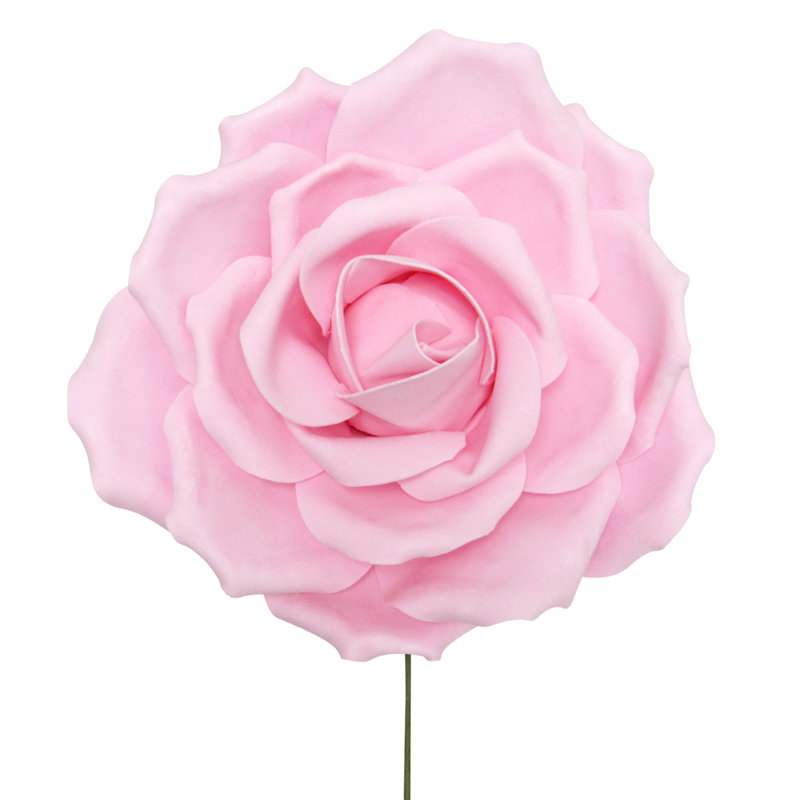 Grande tige rose en mousse, H 16 po x l 16 po x p 7 po, Rose clair