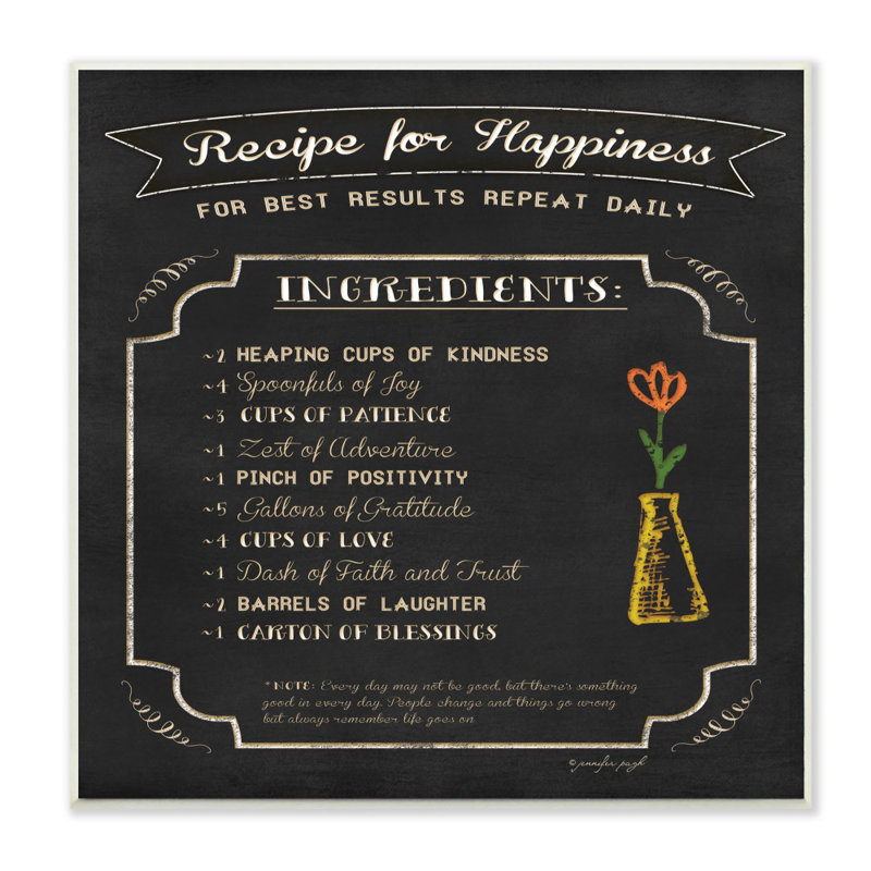 «Look Recipe for Happiness», ensemble d'impression sur toile panoramique, H 12 po x l 12 po, Plaque murale