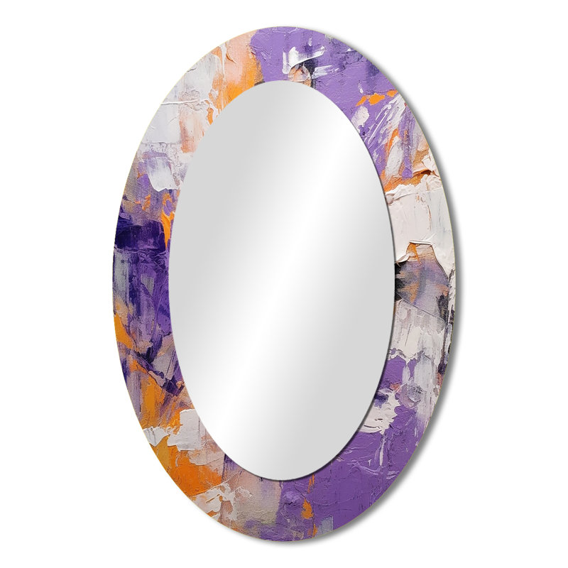Evolving Movements Abstract Expressionism III - Purple Oval Wall Mirror Decor, 36" x 24"