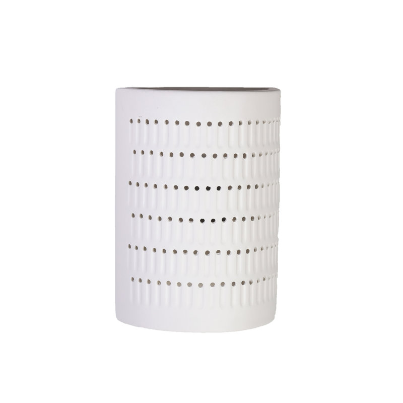 Carely Ceramic Outdoor Wall Light, LED Bulb Included, White, 13" H x 9.5" W x 5" D