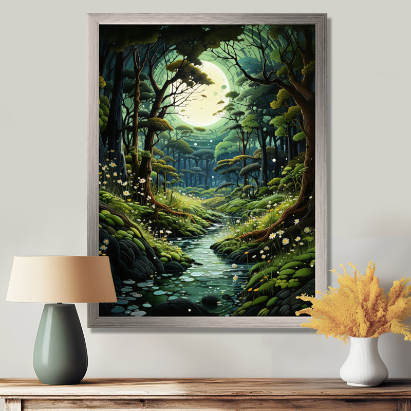 «Forest Enchanted Forest Pastoral I - Forest», art encadré, H 20 po x l 12 po x P 1 po, Encadrement argenté
