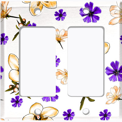 Plaque murale à interrupteur à bascule orange et mauve avec 2 fleurs