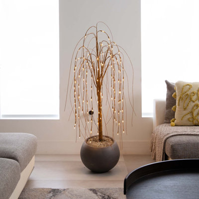 6ft. Pre-Lit Artificial Willow Tree with 160 Warm White LED Lights