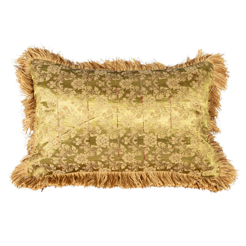 Jacquard Fabric Blend Lumbar Pillow With Brocade