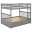 Lit superposé double avec roulettes et tiroirs en gris, construction stable gris - convertible pour chambre à coucher stable-275534670-275534704