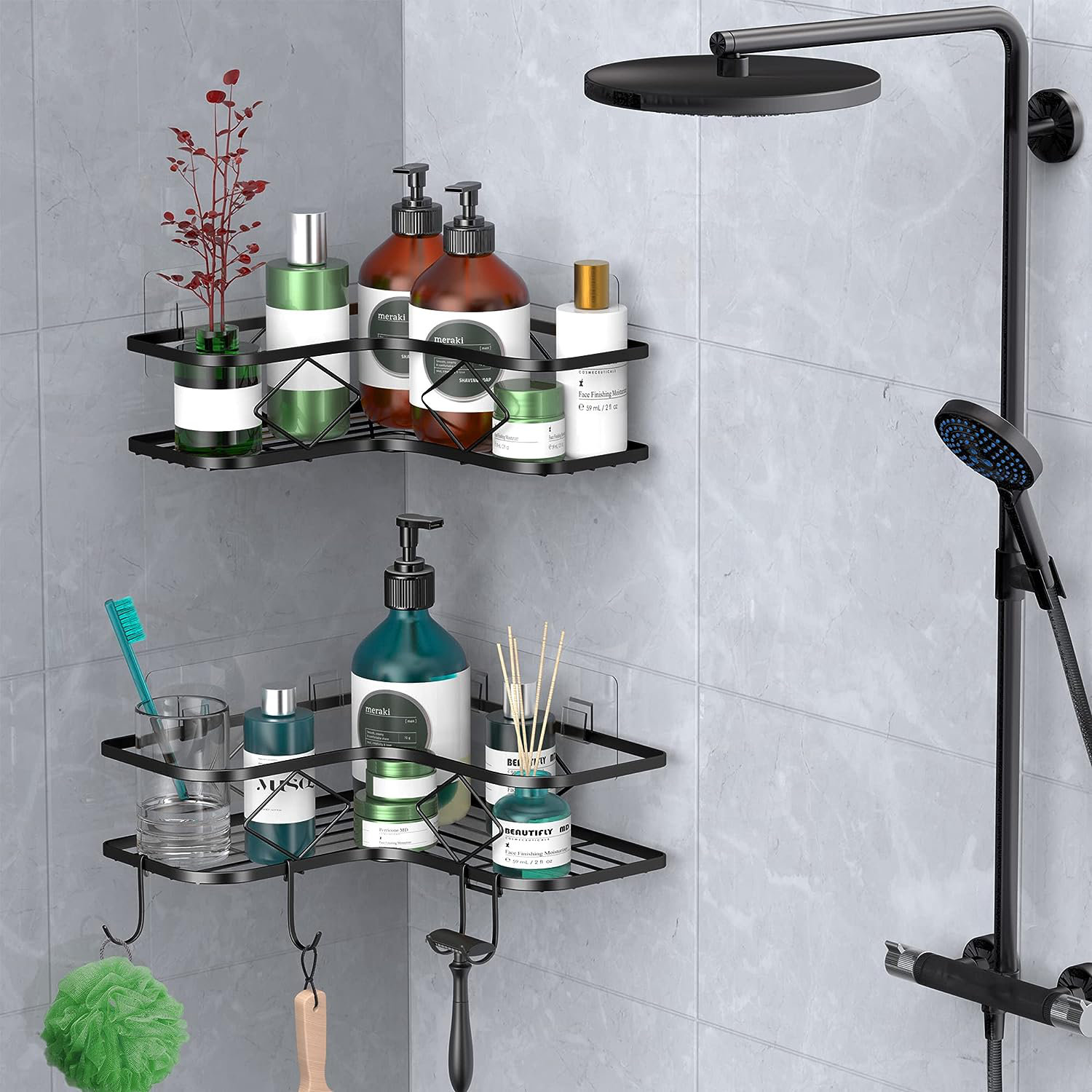 Corner Shower Caddy, Adhesive Corner Shower Shelves, Shampoo