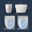 Toilette intelligente H 18,11 po, lampe Uvc, siège chauffant, télécommande sans fil, séchoir à air, chasse d'eau automatique, multifonctionnel, blanc brillant