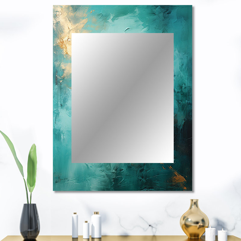 Turquoise Tranquility VI - Landscapes Unique Mirror, Teal Large Wall Mirror, Printed Metal Art, 40" x 30"