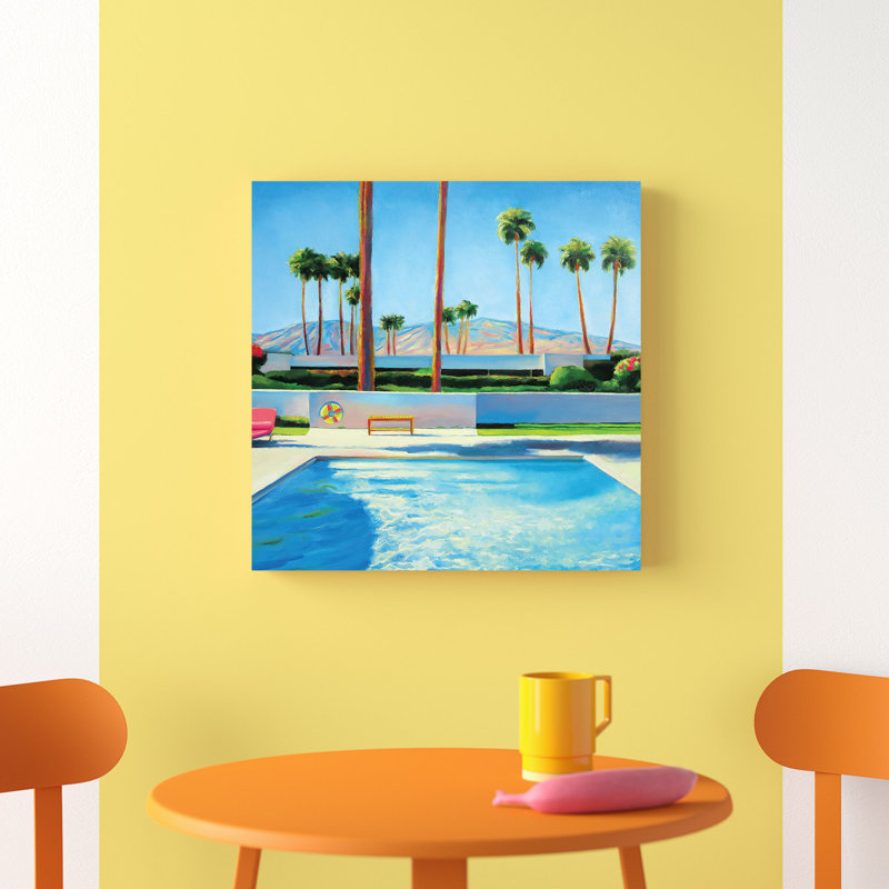 Palm Springs Pool by Ieva Baklane - Wrapped Canvas Painting, 45.72 cm H x 45.72 cm W x 1.91 cm D