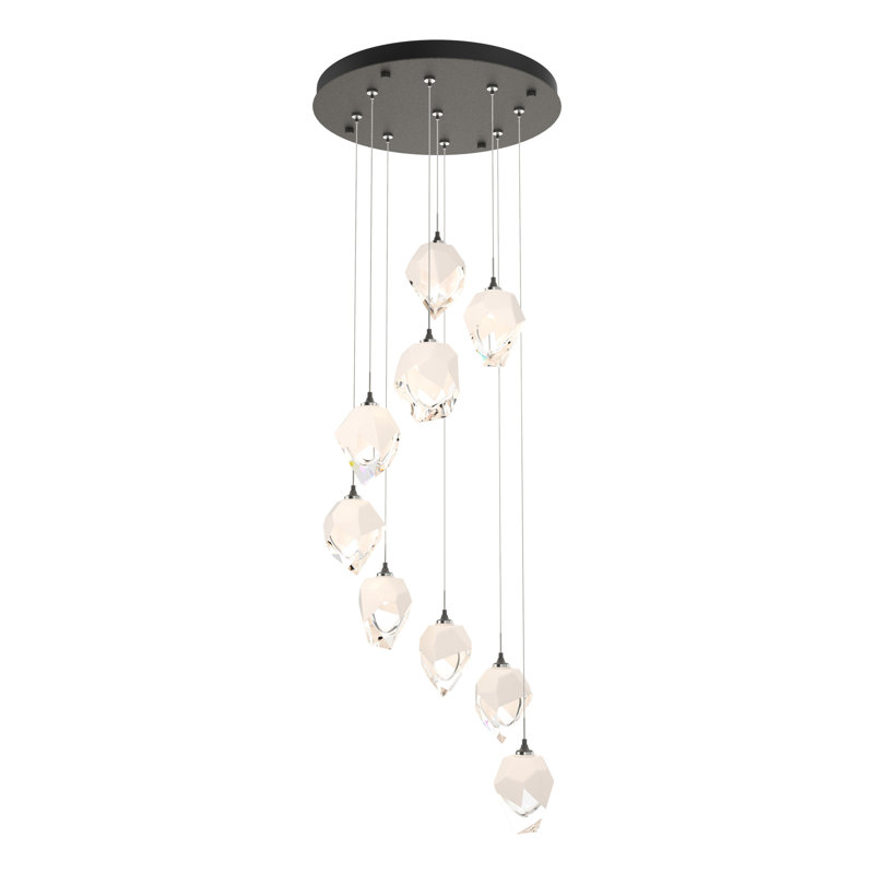 Chrysalis 9 - Light Cluster Geometric Pendant, Natural Iron, White, 12" - 80"