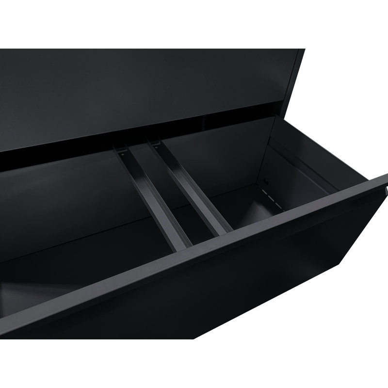 Classeur en métal moderne 2, noir, avec système de verrouillage, pour bureau, s'adapte à différentes tailles, Noir