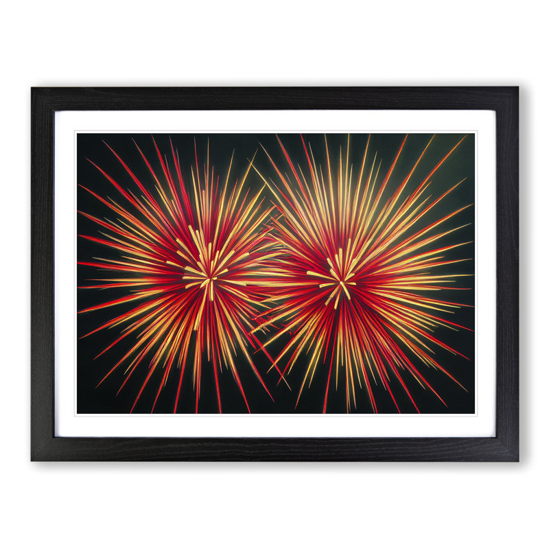 Feisty Fireworks - Single Picture Frame Print, 46cm H x 64cm W x 2cm D, Black