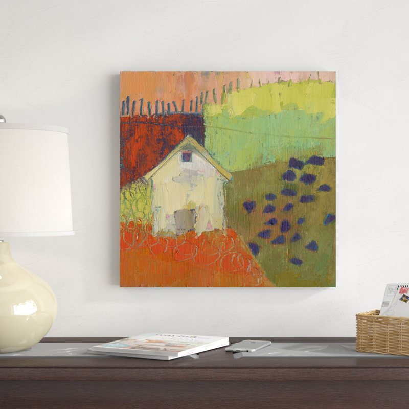 «Rewy Barn» par Sue Jachimiec, peinture sur toile tendue, H 20 po x l 20 po