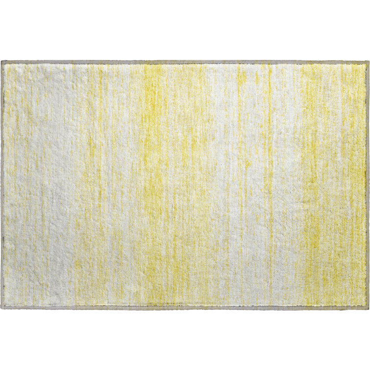 Premium Machine Washable Prisco Yellow Rug