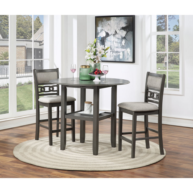 Ziemer 2 - Person Solid Wood Top Four Leg Dining Set, 36" H x 42" L x 42" D, Gray