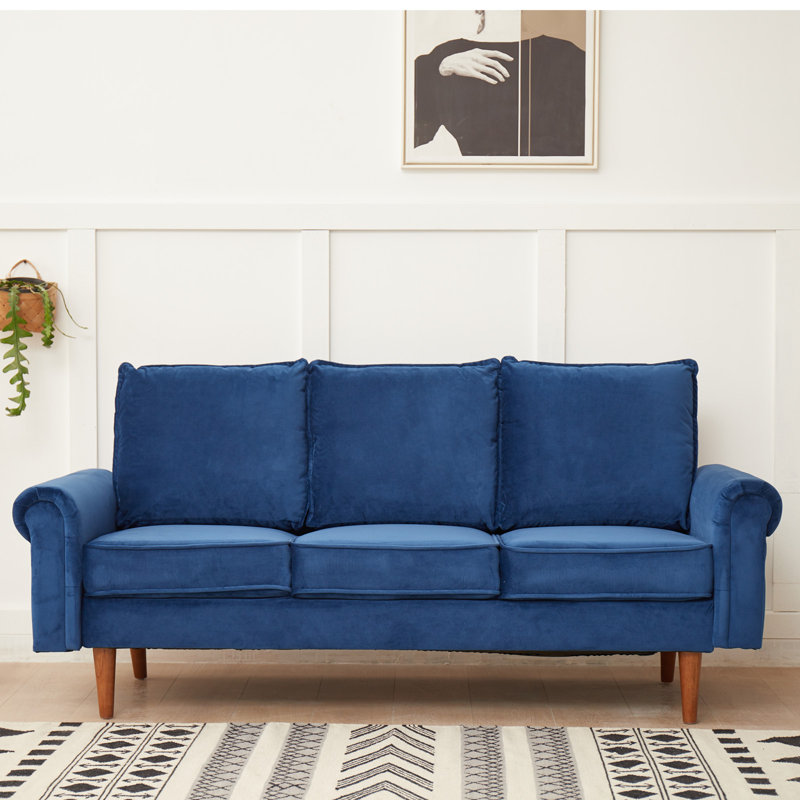 Honebein 75.2'' Velvet Sofa, Space Blue Velvet