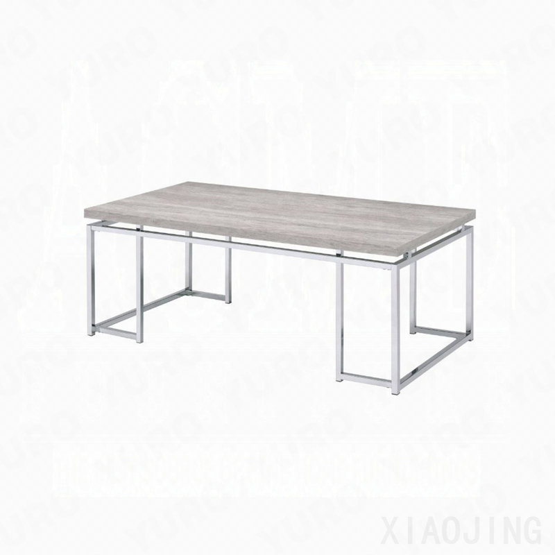 Table basse en chêne naturel et chrome avec base en métal, 18.5" H x 47.5" L x 24.5" W