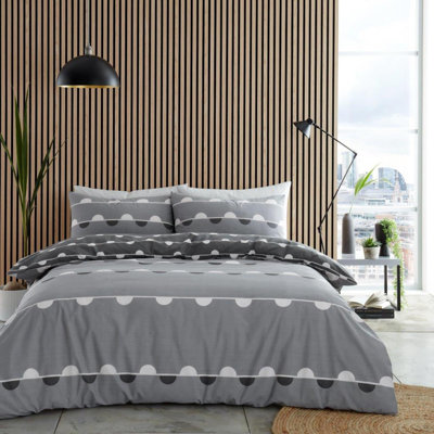 Cotton Blend Striped Duvet Cover with Pillowcases