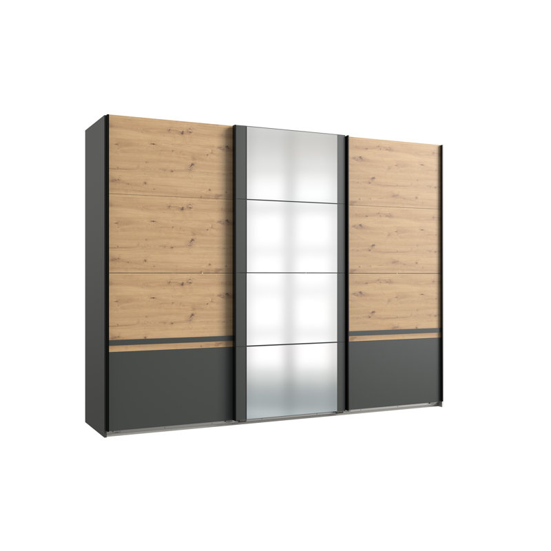 Neilyn 3 Door Manufactured Wood Wardrobe, Artisan Oak/Graphite
