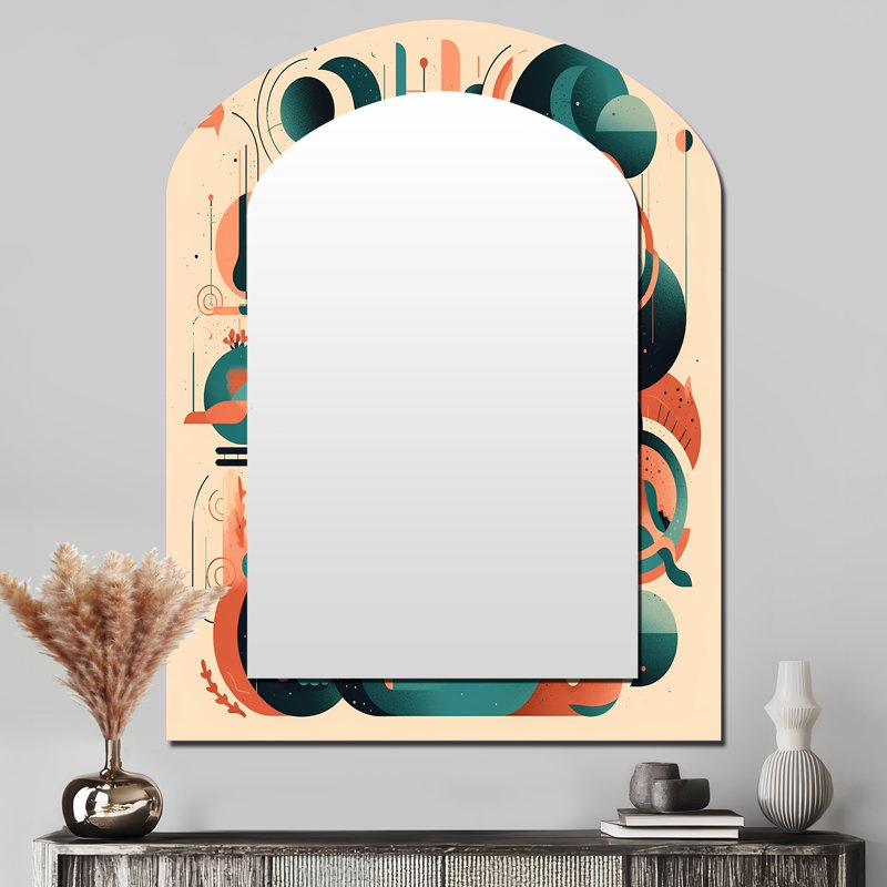 «Colors Of Progress II», miroir mural décoratif moderne de style Mid-Century, miroir arqué moderne, impression d'art en métal