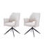 Ensemble de chaises de salle à manger en tissu composé de 2 chaises rotatives modernes à coussin souple, d'un fauteuil à dossier confortable, d'un fauteuil roulant de cuisine / salon / bureau à domicile, blanc