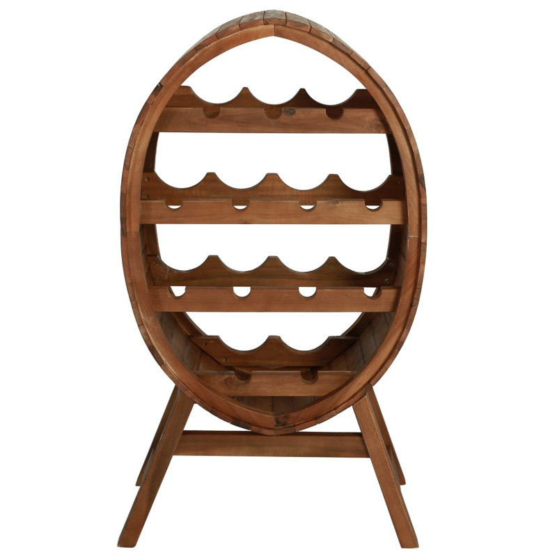 13 Bottle Solid Wood Floor Wine Bottle Rack in Brown