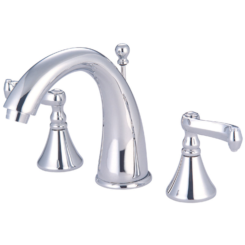 Kingston Brass Royale Two-Handle 3-Hole Deck Mount Widespread Bathroom Faucet with Brass Pop-Up Drain, Polished Chrome