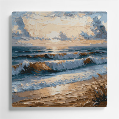 Coastal Evening Beach Gray Metal Wall Art