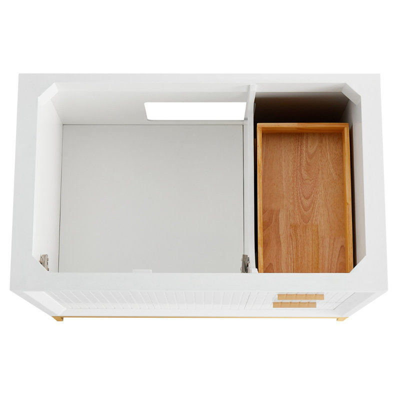 Bungalow 36" Freestanding Standard Single Bathroom Vanity with Top, White/Gold