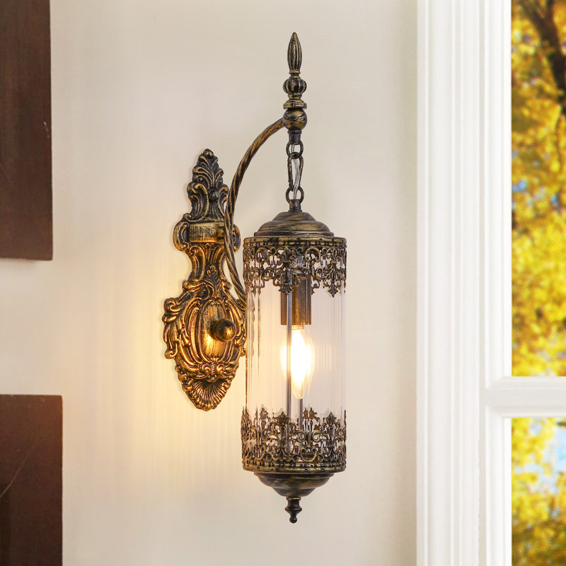 Appliques murales rustiques en verre de style gothique, 1, Bronze, Clair