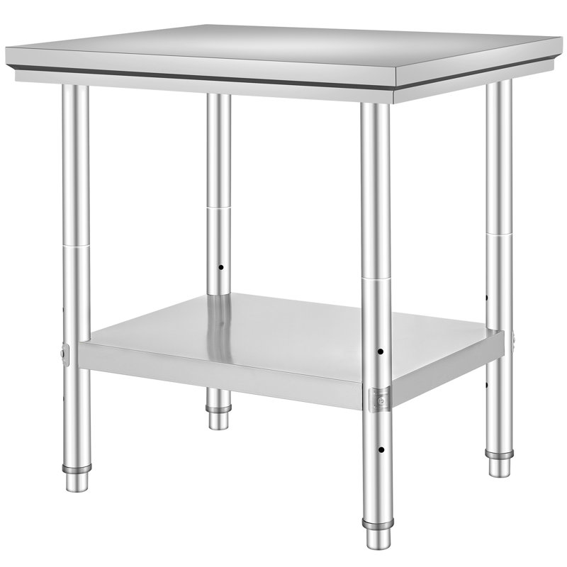 Table de préparation alimentaire 32 po L x 23 po P x 26 po H, acier inoxydable, monobloc, argentée, hauteur réglable