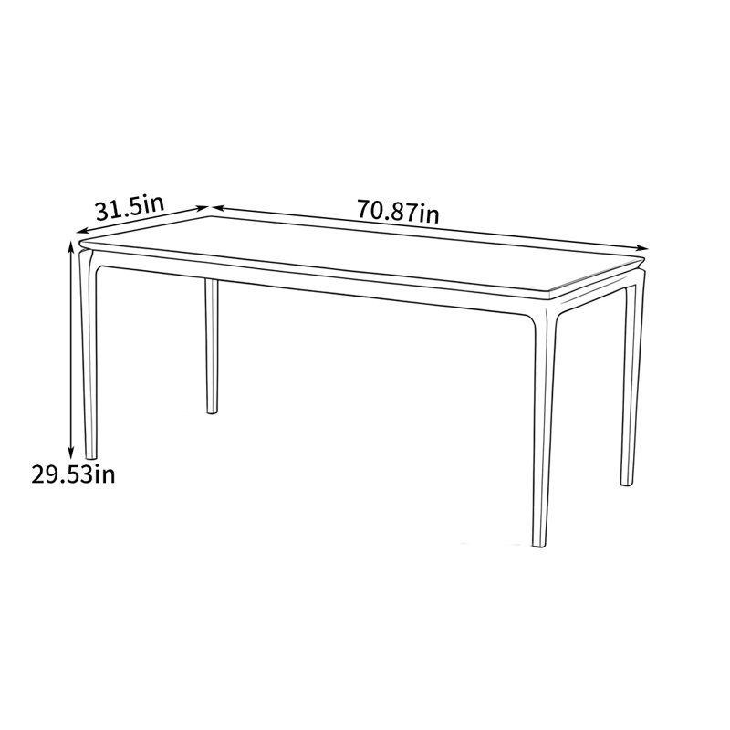 Simple design dining table, 29.53"H x 70.87"L x 31.5"W
