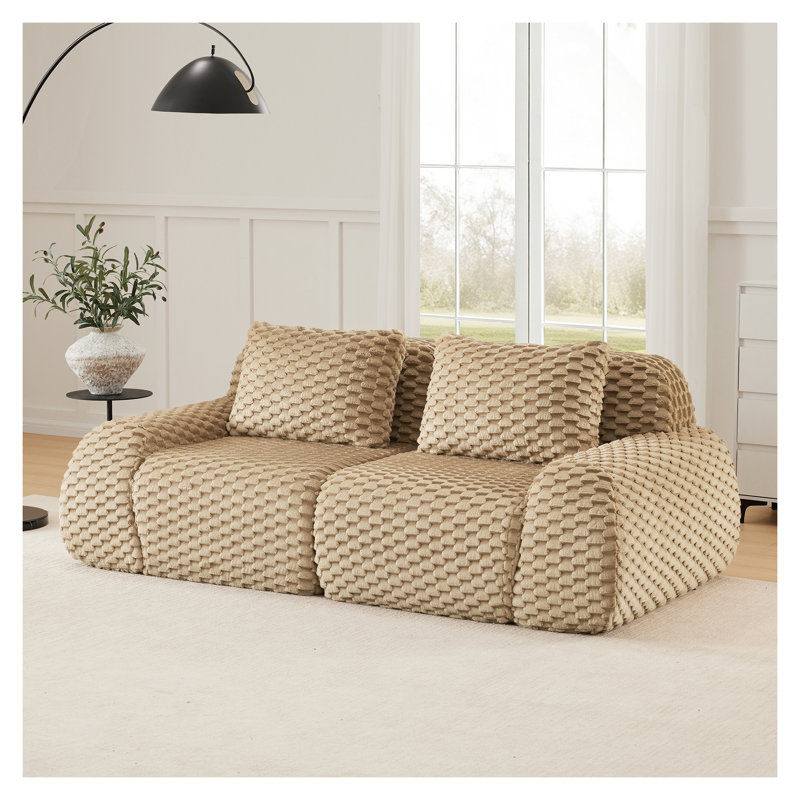 Canapé modulaire moderne de 82 po avec tissu de flanelle modulaire 82 po - Aucun assemblage requis