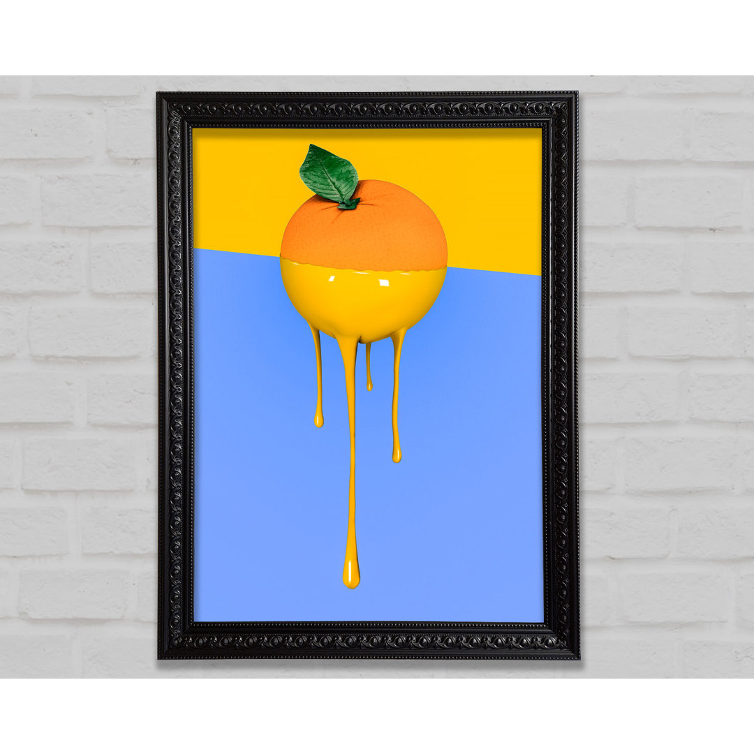 Orange Drip - Einzelner Bilderrahmen Kunstdrucke