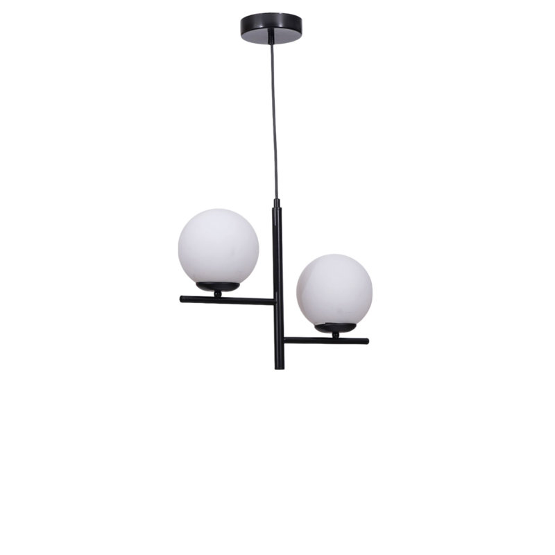 Lustre, Blanc/Noir, 2 niveaux, Deux lumières