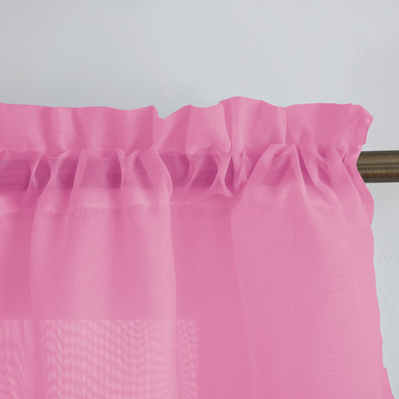Infinity Solid Tiered Valance Curtain, 55" x 24", Pink