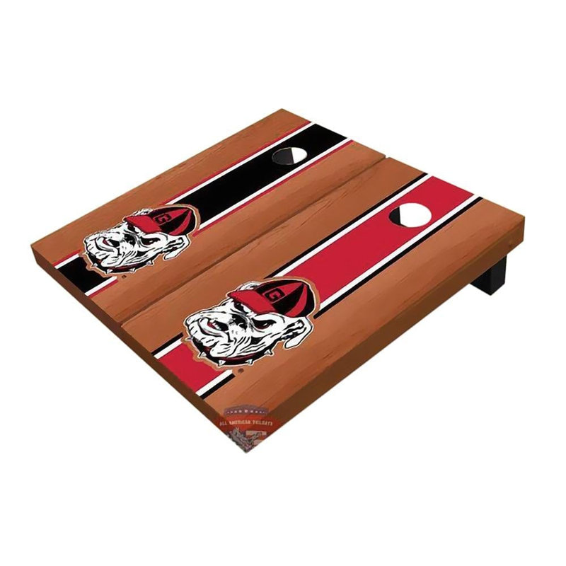 Planches de cornhole à rayures 2 'x 3' NCAA, Bois de rose alternant, Georgia Bulldogs