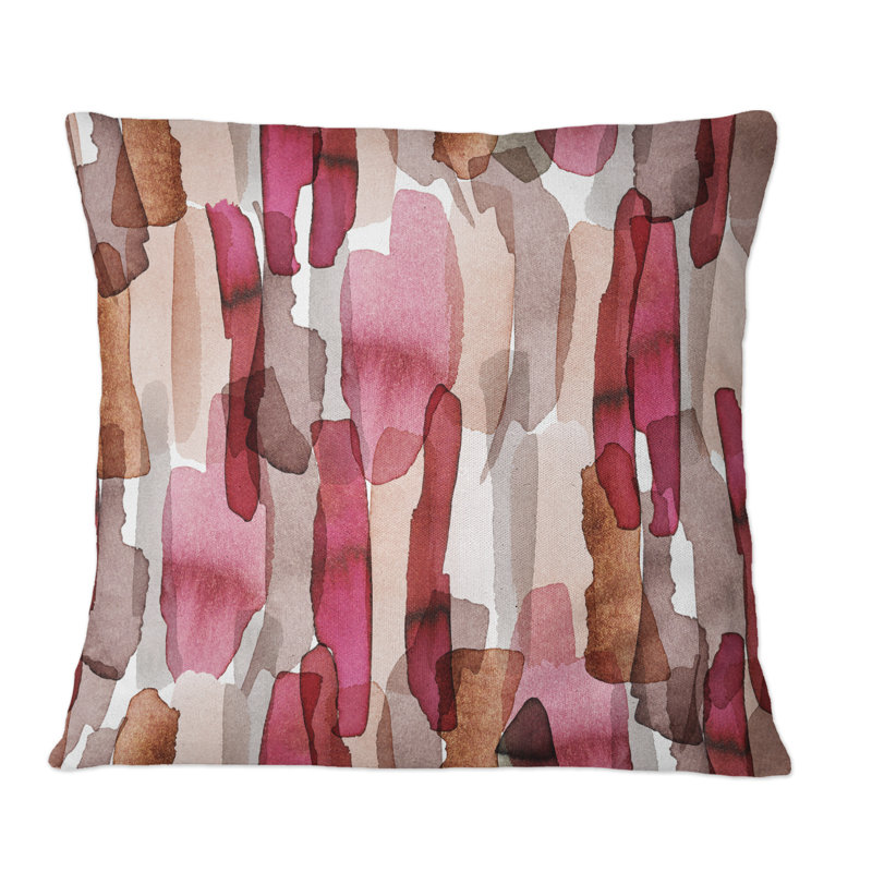 Red Orange and Grach Brushes - Coussin décoratif imprimé moderne, 16 po x 16 po