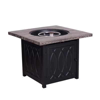 Table de foyer d'extérieur au propane avec faux grain de bois