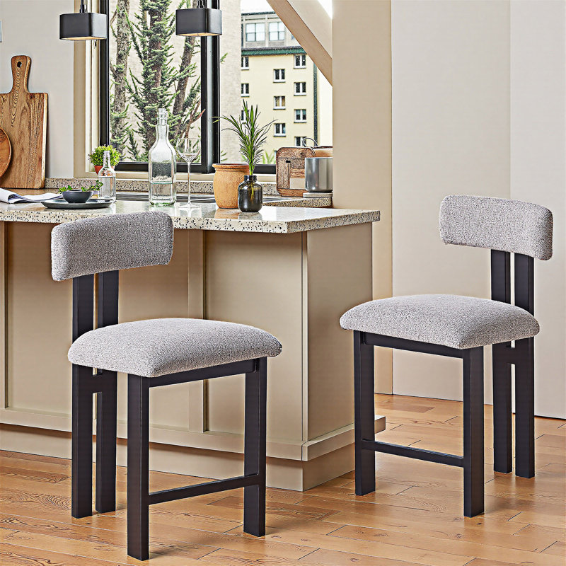 Chaise d'appoint rembourrée (ensemble de 2), Gris, Noir