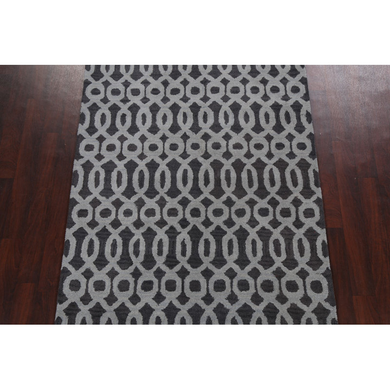 Tapis gris anthracite en laine touffeté à la main Alula